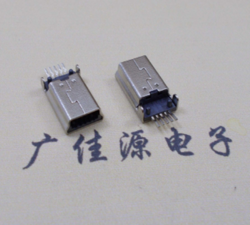 静海MINI USB公头 5pin端子贴板带柱 10.7mm体长