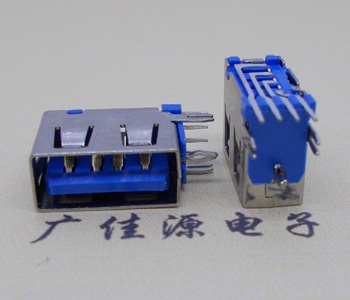 静海USB 测插2.0母座 短体10.0MM 接口 蓝色胶芯