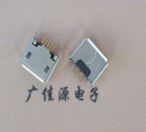 静海Micro usb立插180度 5p针加长2.0mm卷边雾锡