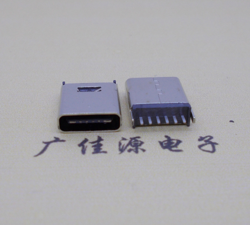 静海直立式插板Type-C6p母座连接器高H=10.0mm