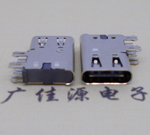 静海侧插USB3.1接头座子.90度type-c母座.6p侧插连接器