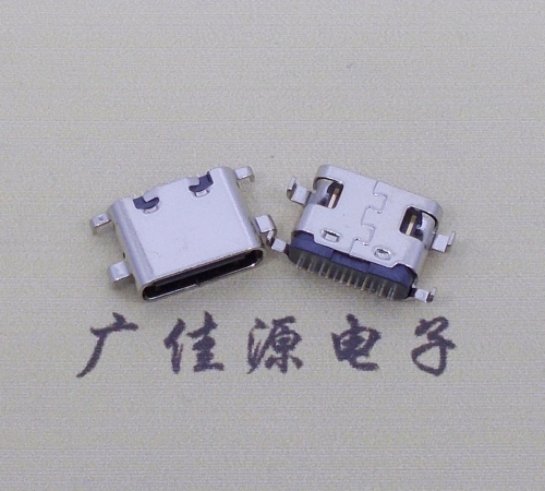 静海type c16p沉板母座破板0.8mm/1.0mm/1.2mm/1.6mm四脚插板端子SMT总体长度L=6.5mm