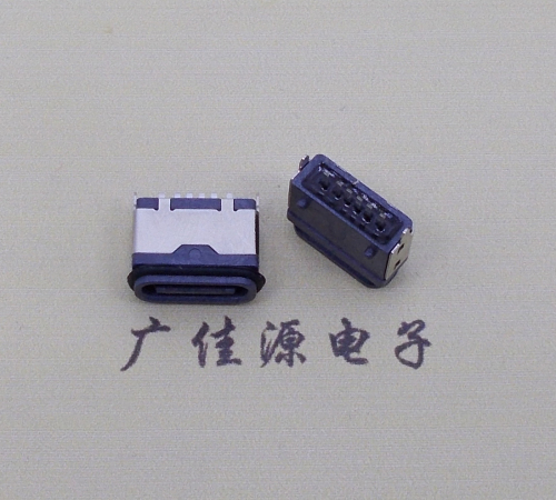 静海usb type c6p防水立插母座两脚插带定位柱