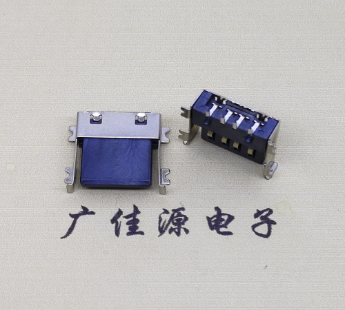 静海薄胶芯母座 USB2.0卧式贴板A母10.0短体尺寸