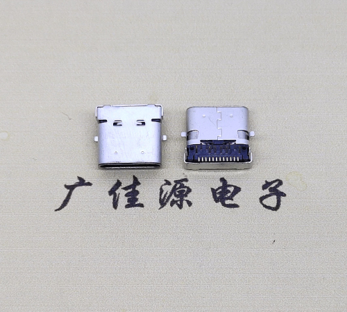 静海type c24p板上双壳连接器接口 DIP+SMT L=10.0脚长1.6母头